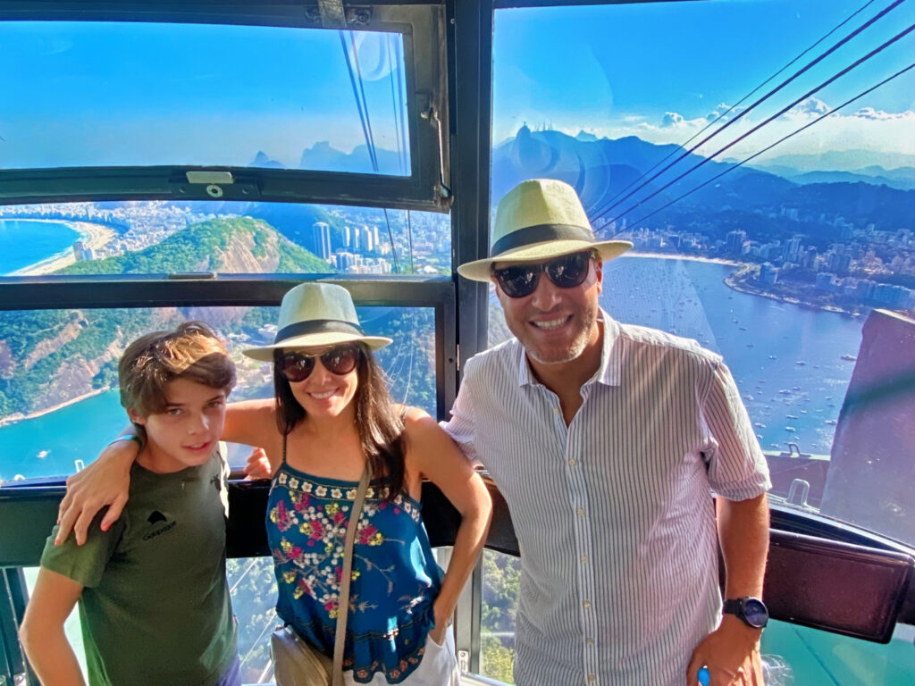 Family enjoying the view from Sugarloaf Mountain in Rio de Janeiro